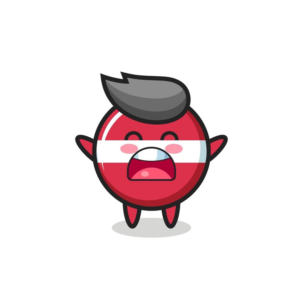 cute latvia flag badge mascot with a yawn expression vector