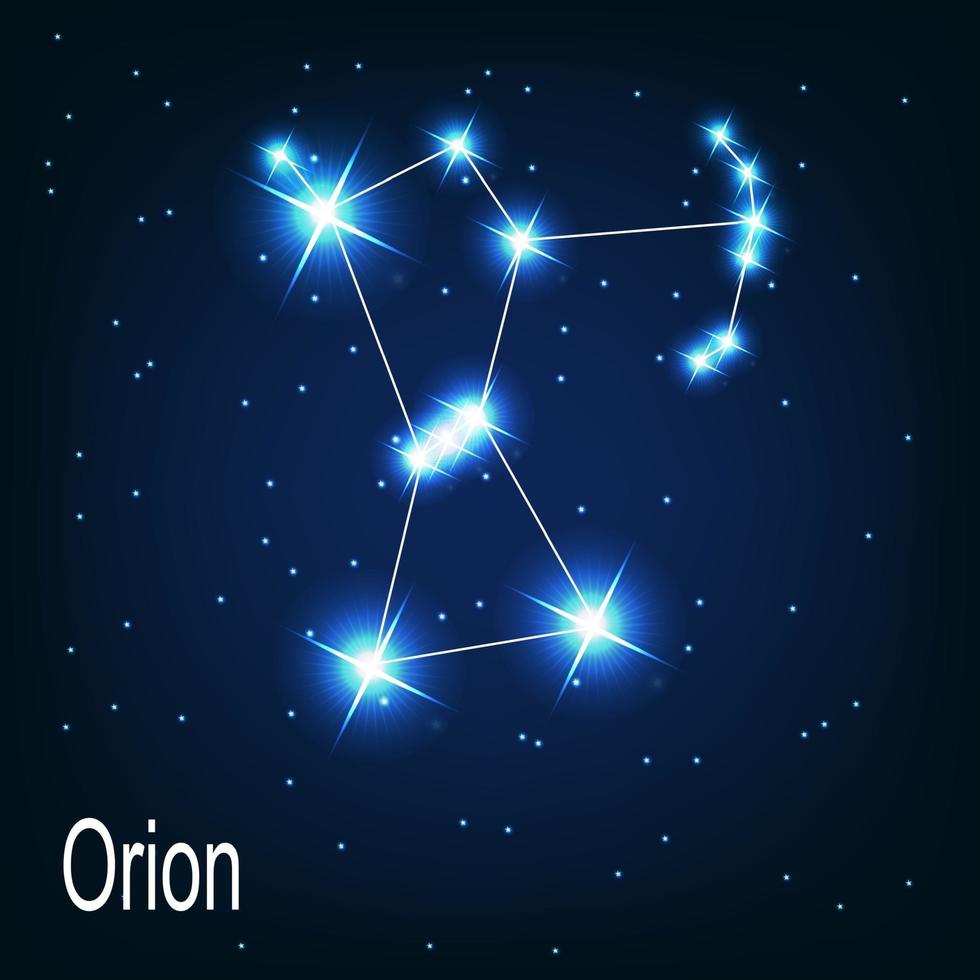 The constellation Orion star in the night sky. vector