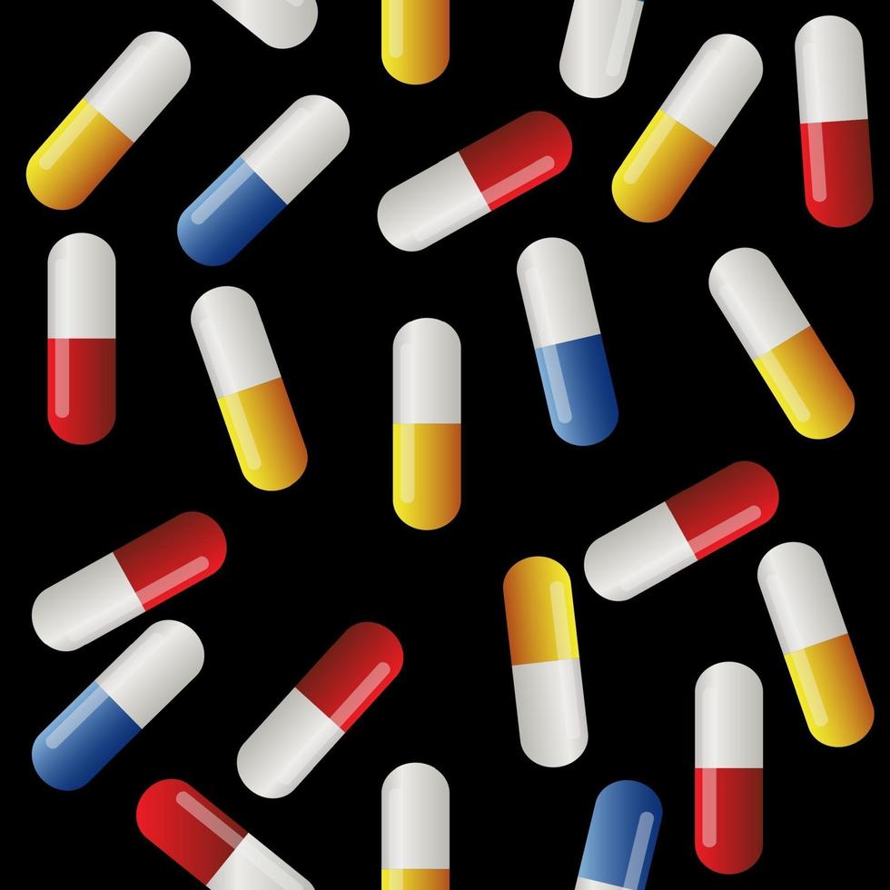 Medicine vector seamless pattern. Colorful tablets. Vector Illus