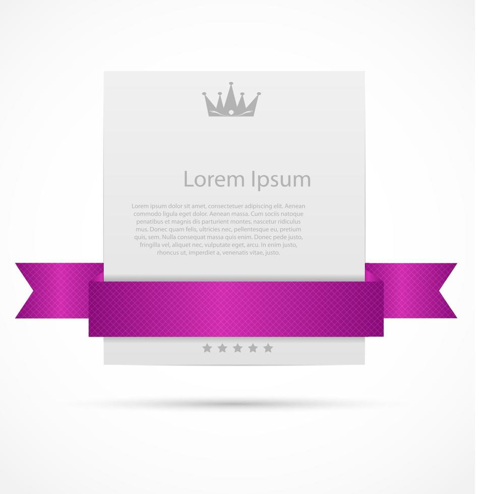 White card with ribbon vector illustration