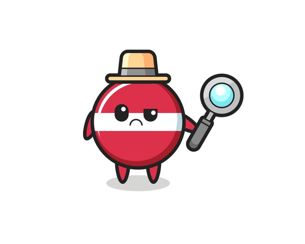 the mascot of cute latvia flag badge as a detective vector
