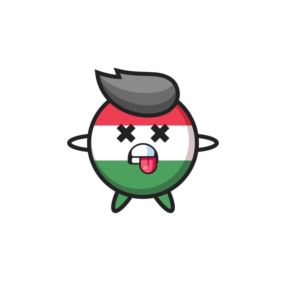 character of the cute hungary flag badge with dead pose vector