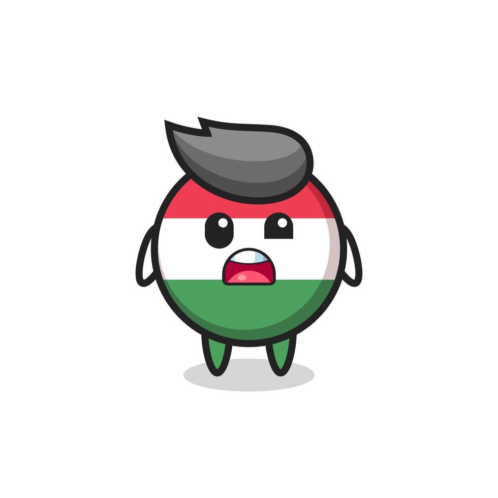 the shocked face of the cute hungary flag badge mascot vector