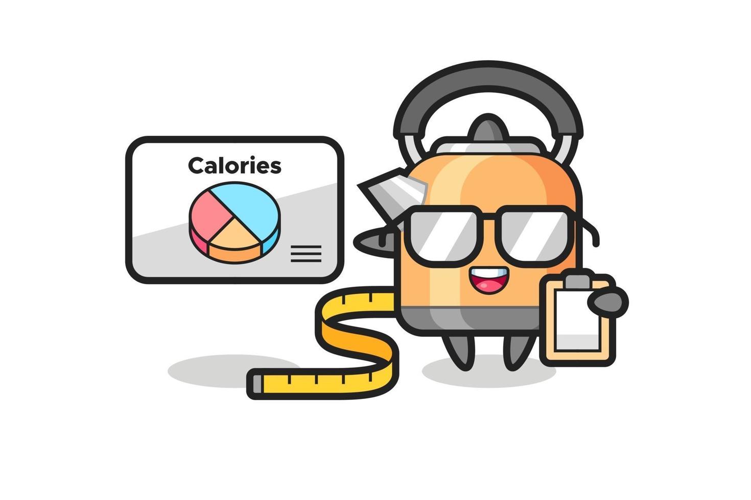 Illustration of kettle mascot as a dietitian vector