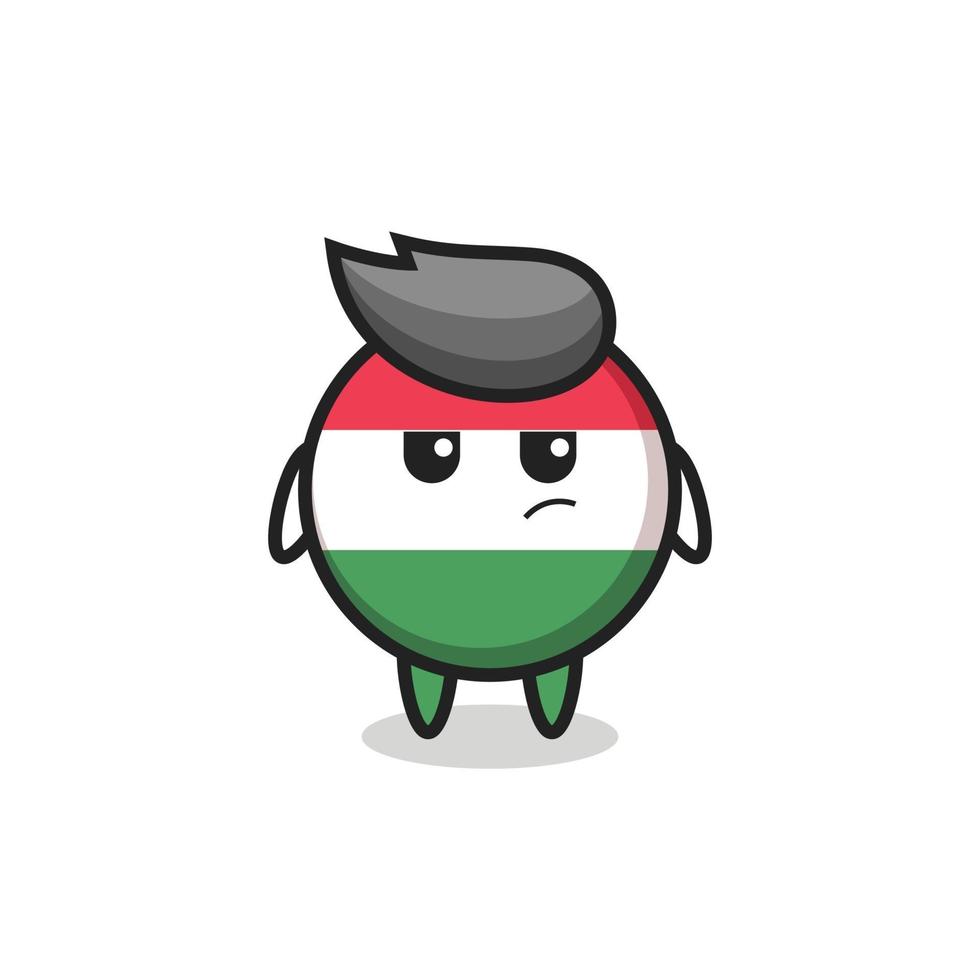 cute hungary flag badge character with suspicious expression vector