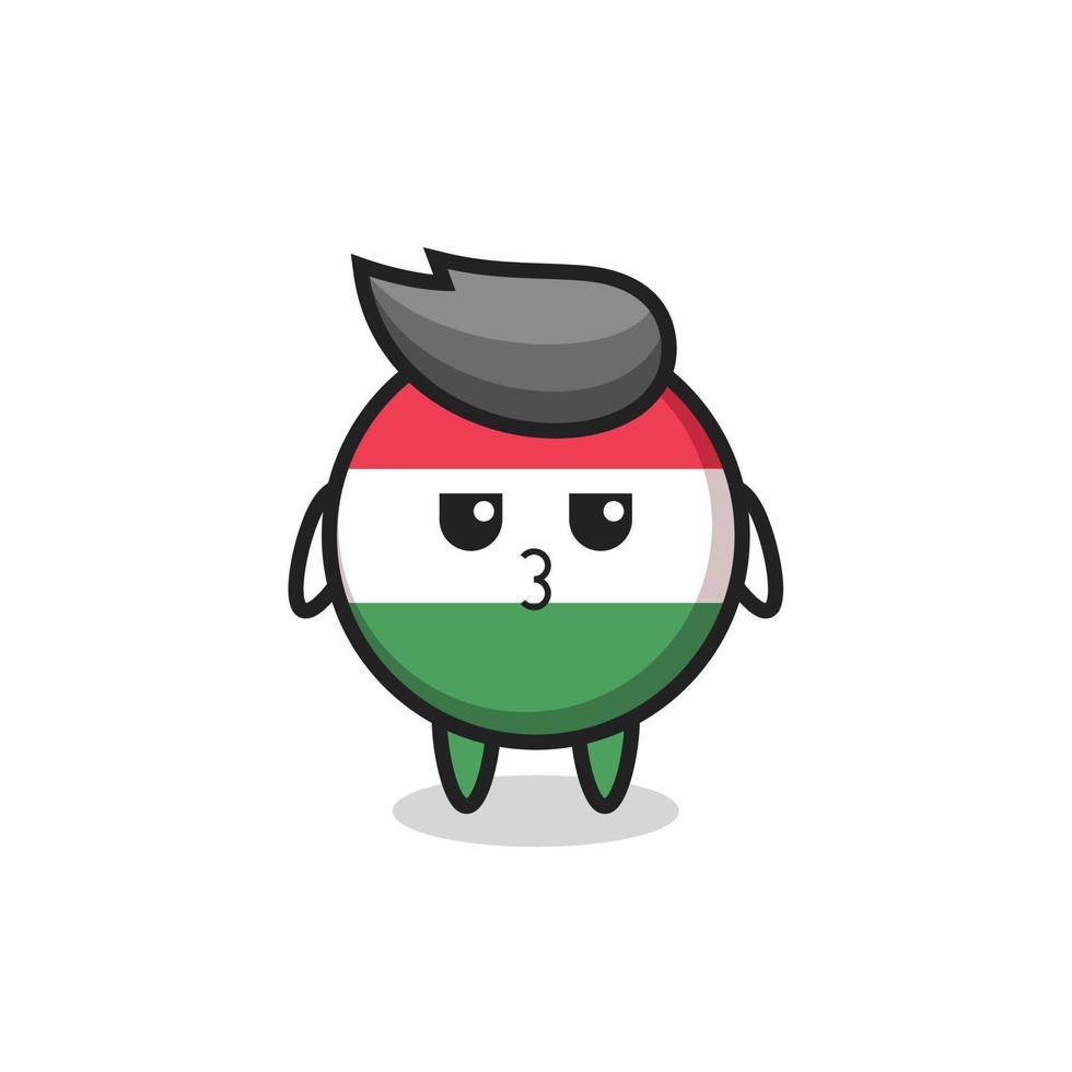 the bored expression of cute hungary flag badge characters vector