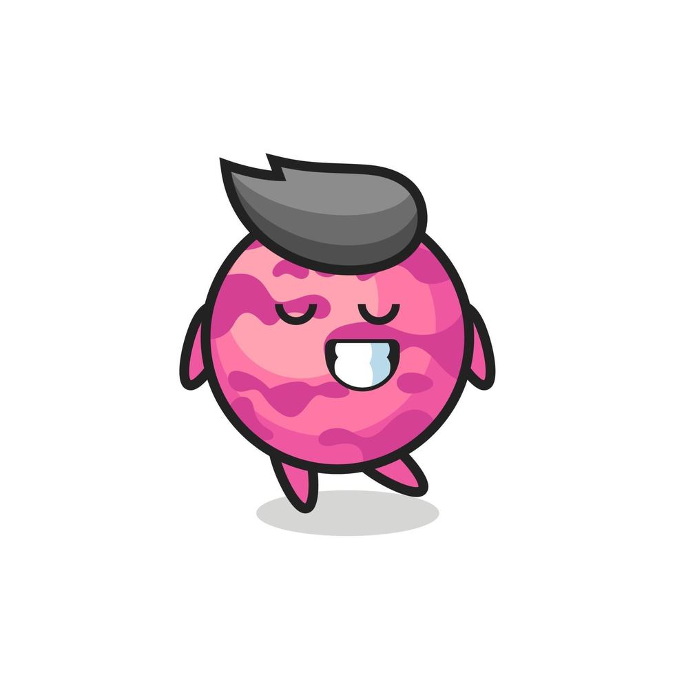 ice cream scoop cartoon illustration with a shy expression vector