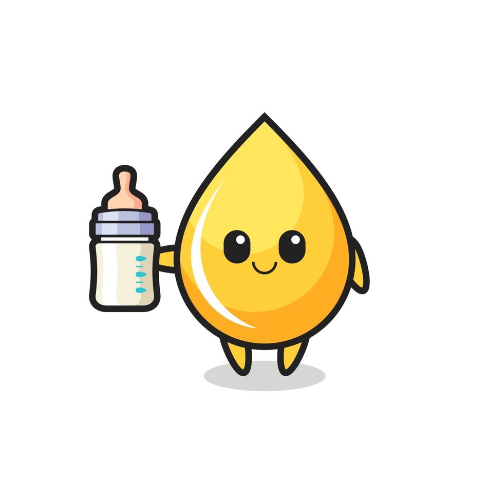 baby honey drop cartoon character with milk bottle vector