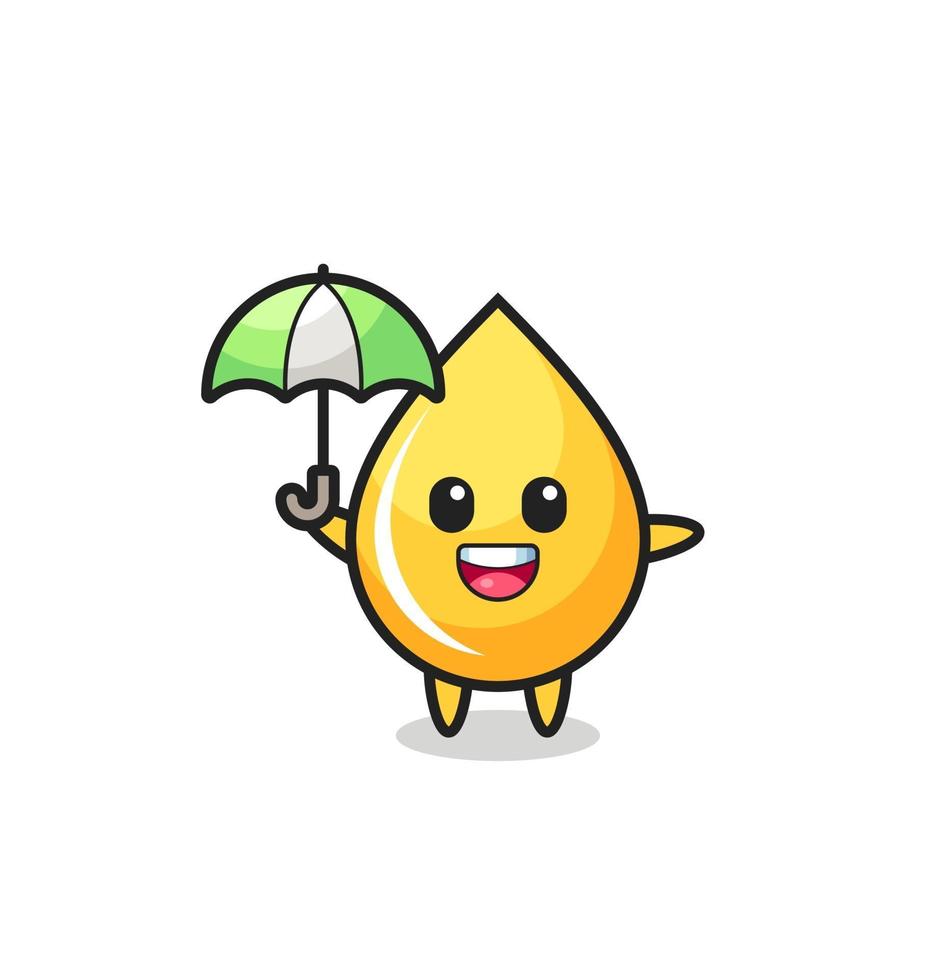 cute honey drop illustration holding an umbrella vector