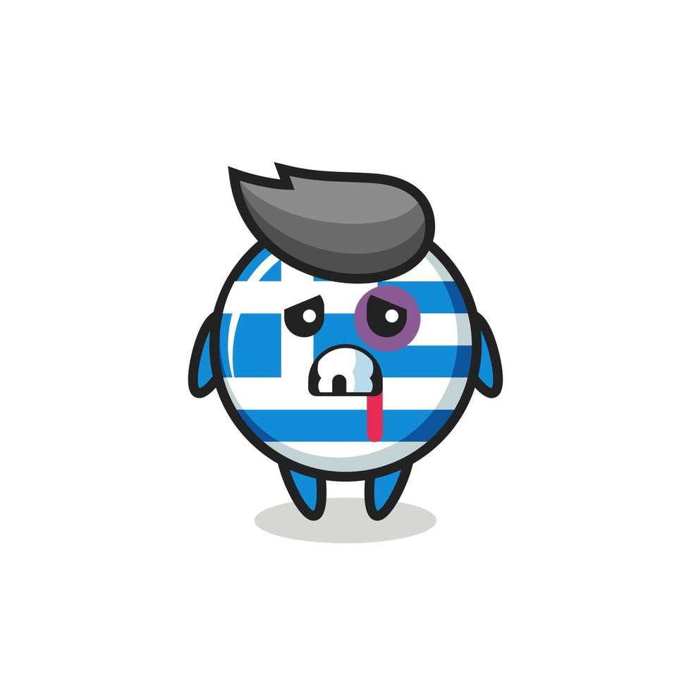 injured greece flag character with a bruised face vector