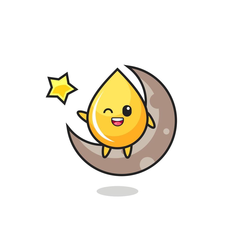 illustration of honey drop cartoon sitting on the half moon vector