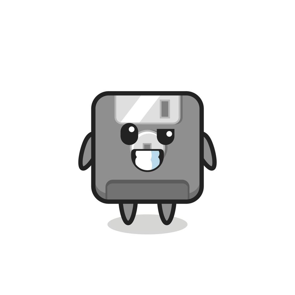 cute floppy disk mascot with an optimistic face vector