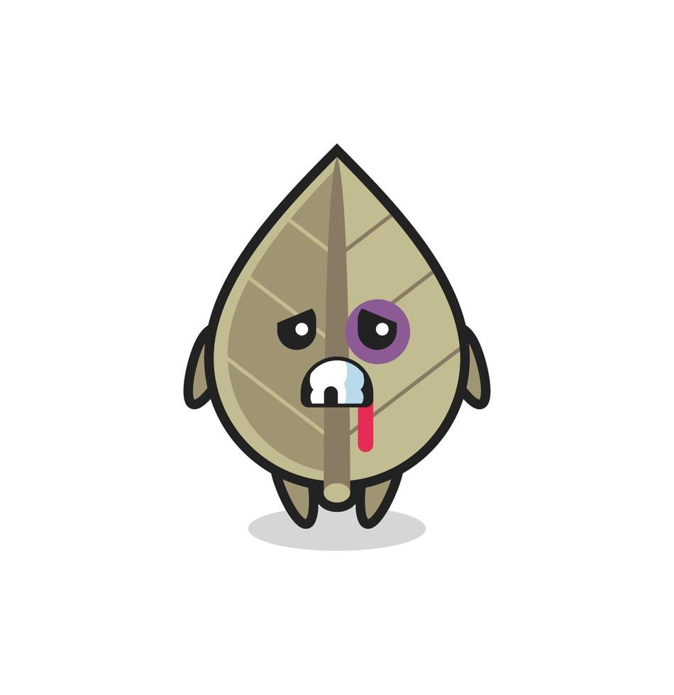 injured dried leaf character with a bruised face vector