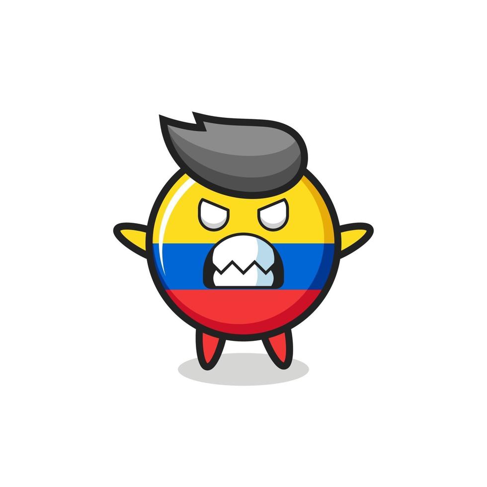 wrathful expression of the colombia flag badge mascot character vector