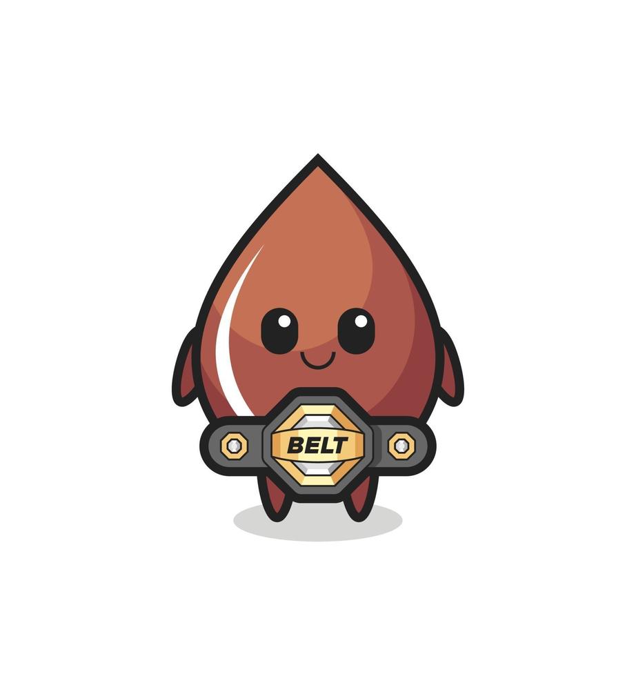 the MMA fighter chocolate drop mascot with a belt vector