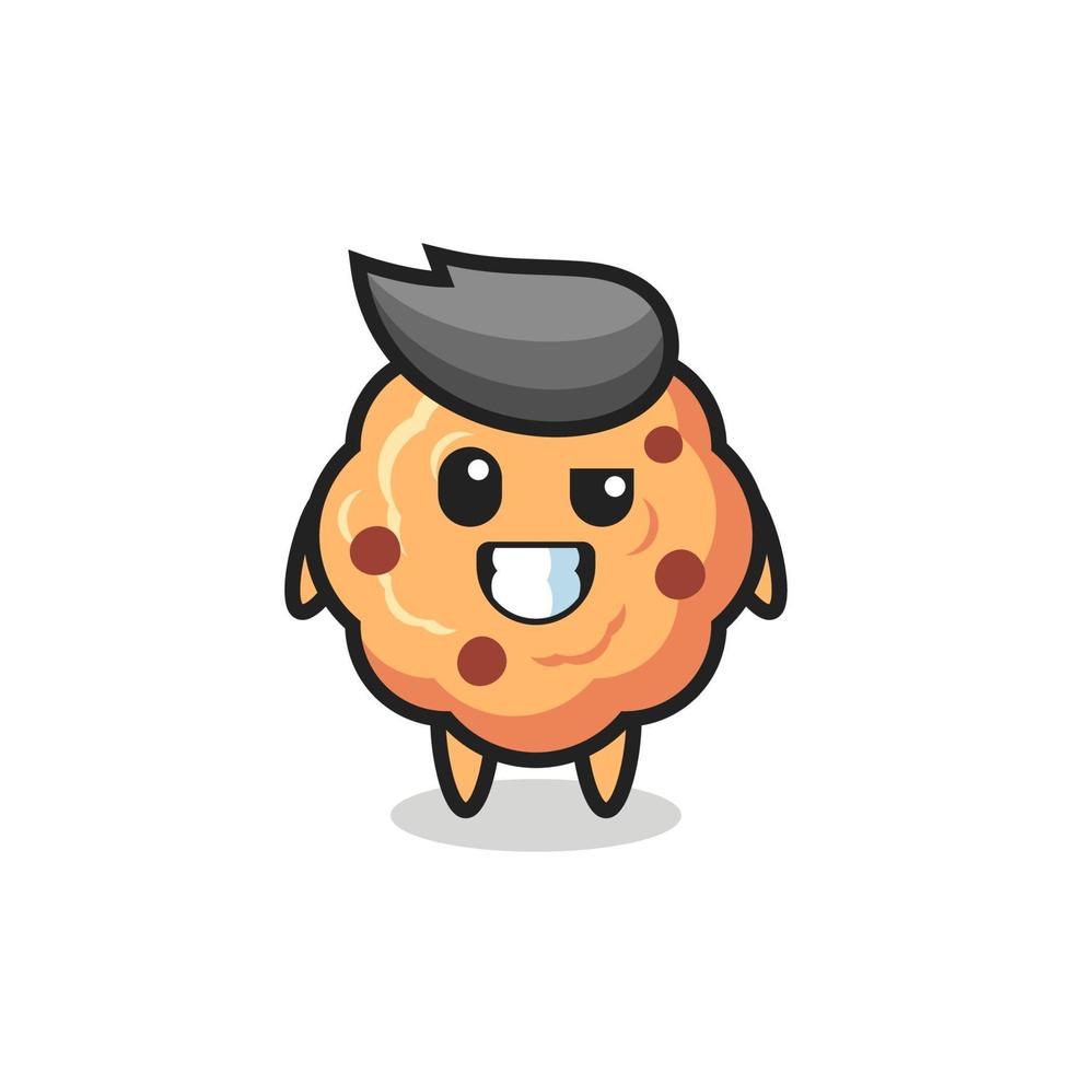 cute chocolate chip cookie mascot with an optimistic face vector