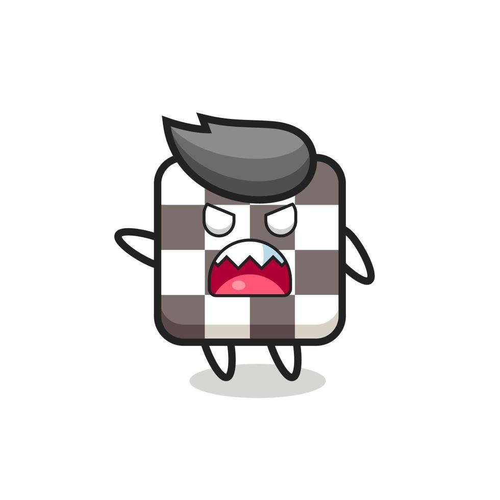 cute chess board cartoon in a very angry pose vector
