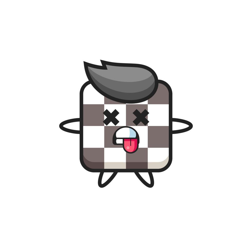 character of the cute chess board with dead pose vector