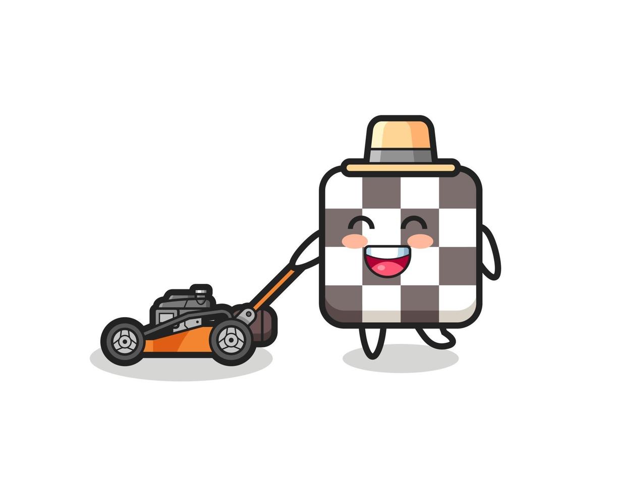 illustration of the chess board character using lawn mower vector
