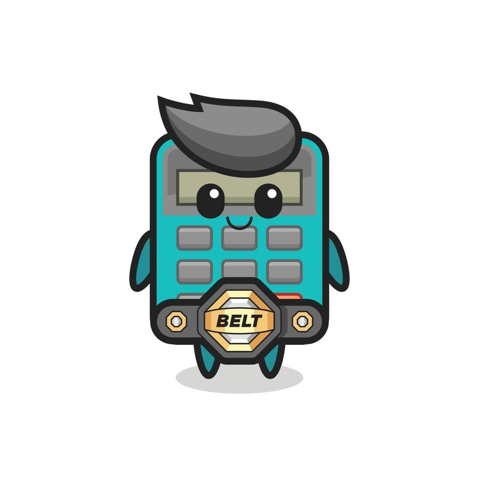 the MMA fighter calculator mascot with a belt vector