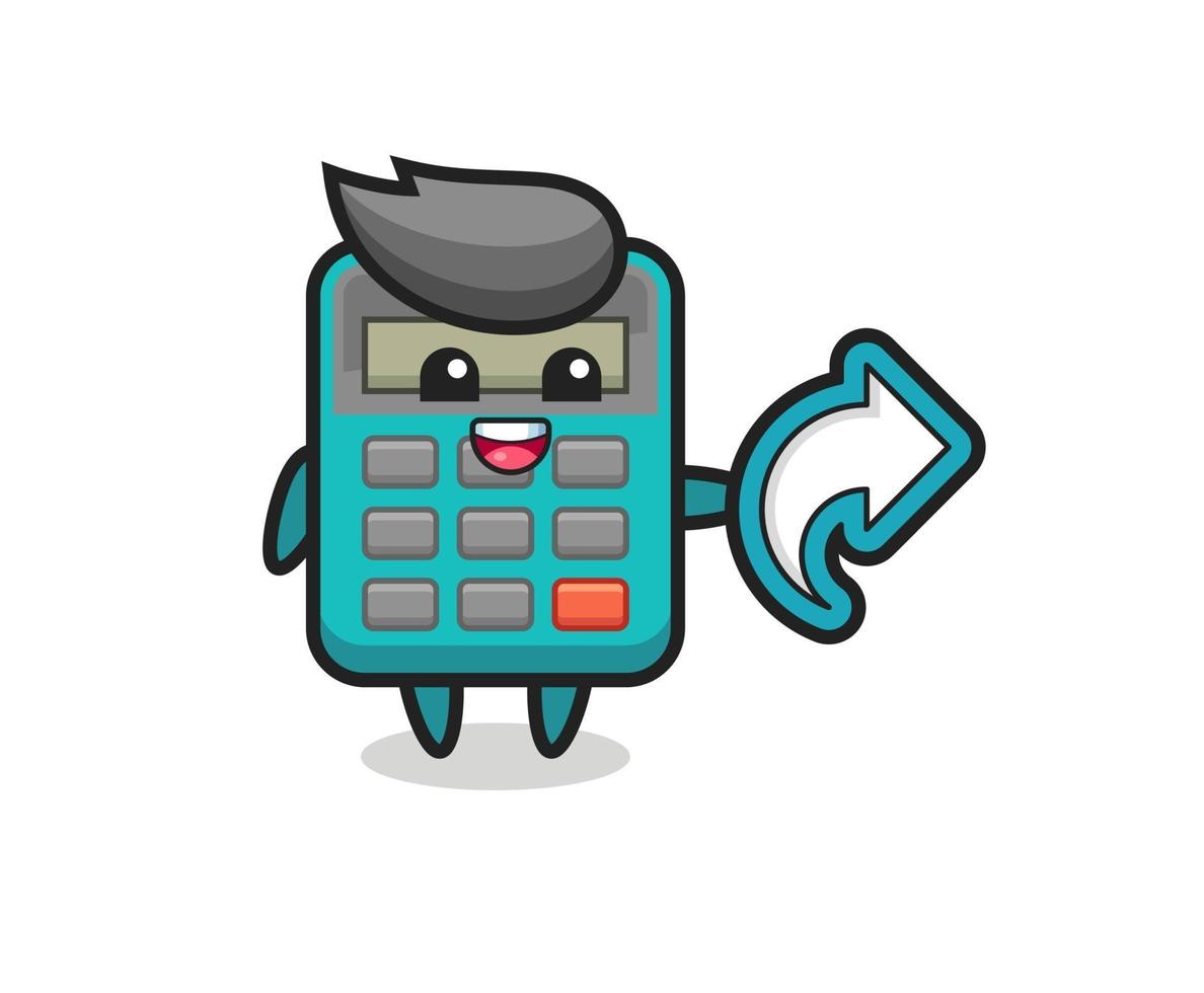 cute calculator hold social media share symbol vector