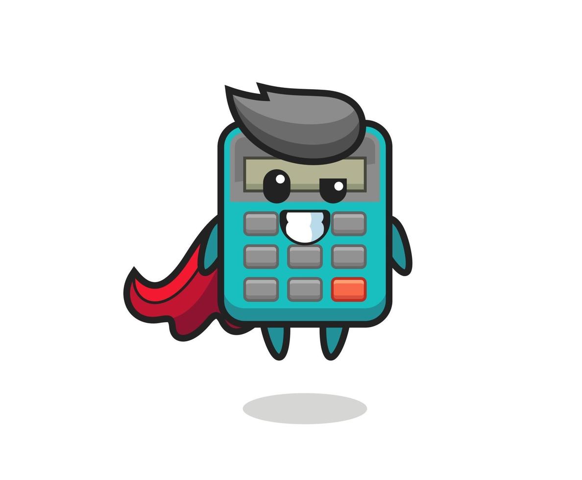 the cute calculator character as a flying superhero vector