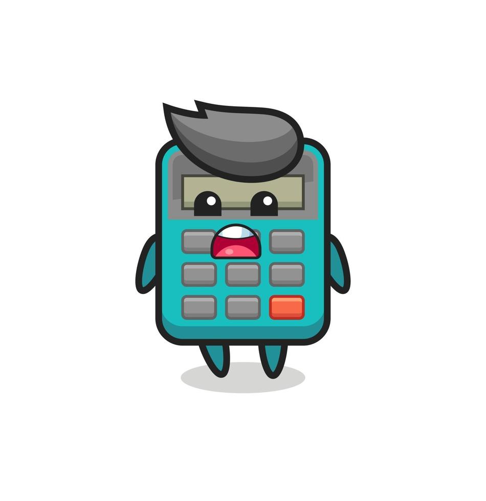 calculator illustration with apologizing expression, saying I am sorry vector