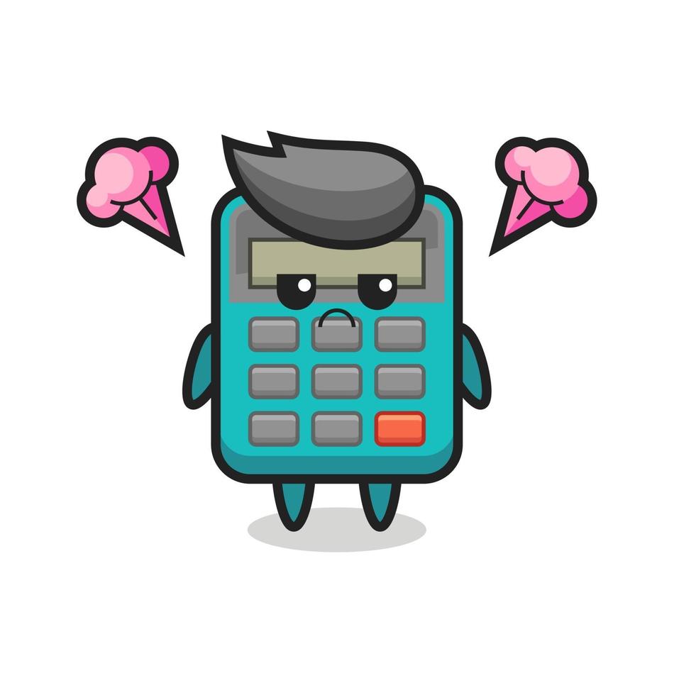 annoyed expression of the cute calculator cartoon character vector