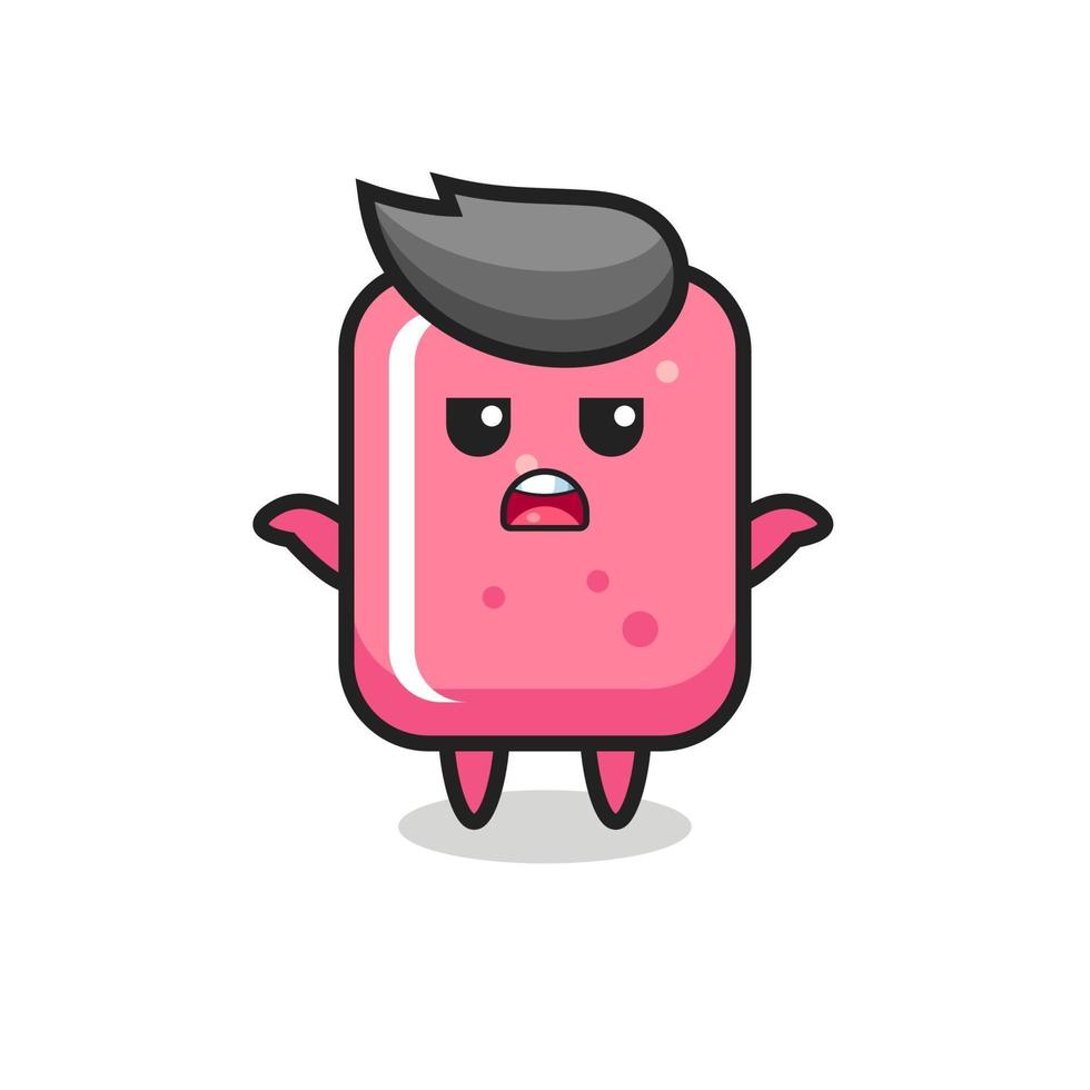 bubble gum mascot character saying I do not know vector