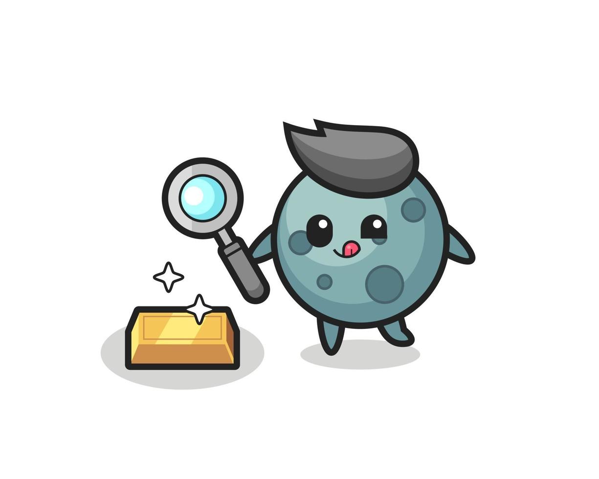 asteroid character is checking the authenticity of the gold bullion vector