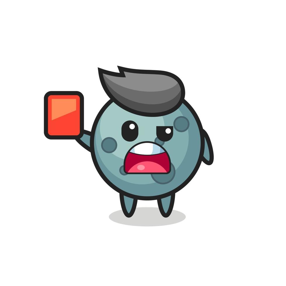 asteroid cute mascot as referee giving a red card vector