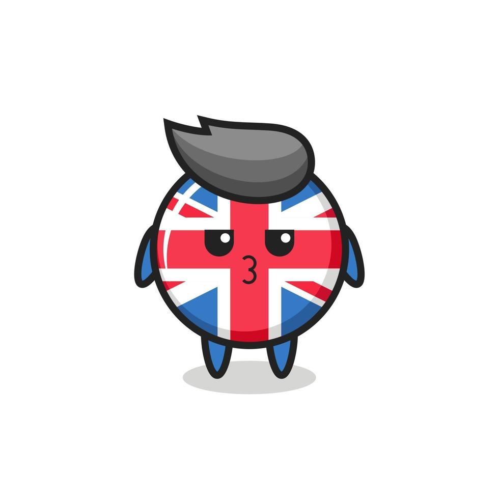 the bored expression of cute united kingdom flag badge characters vector