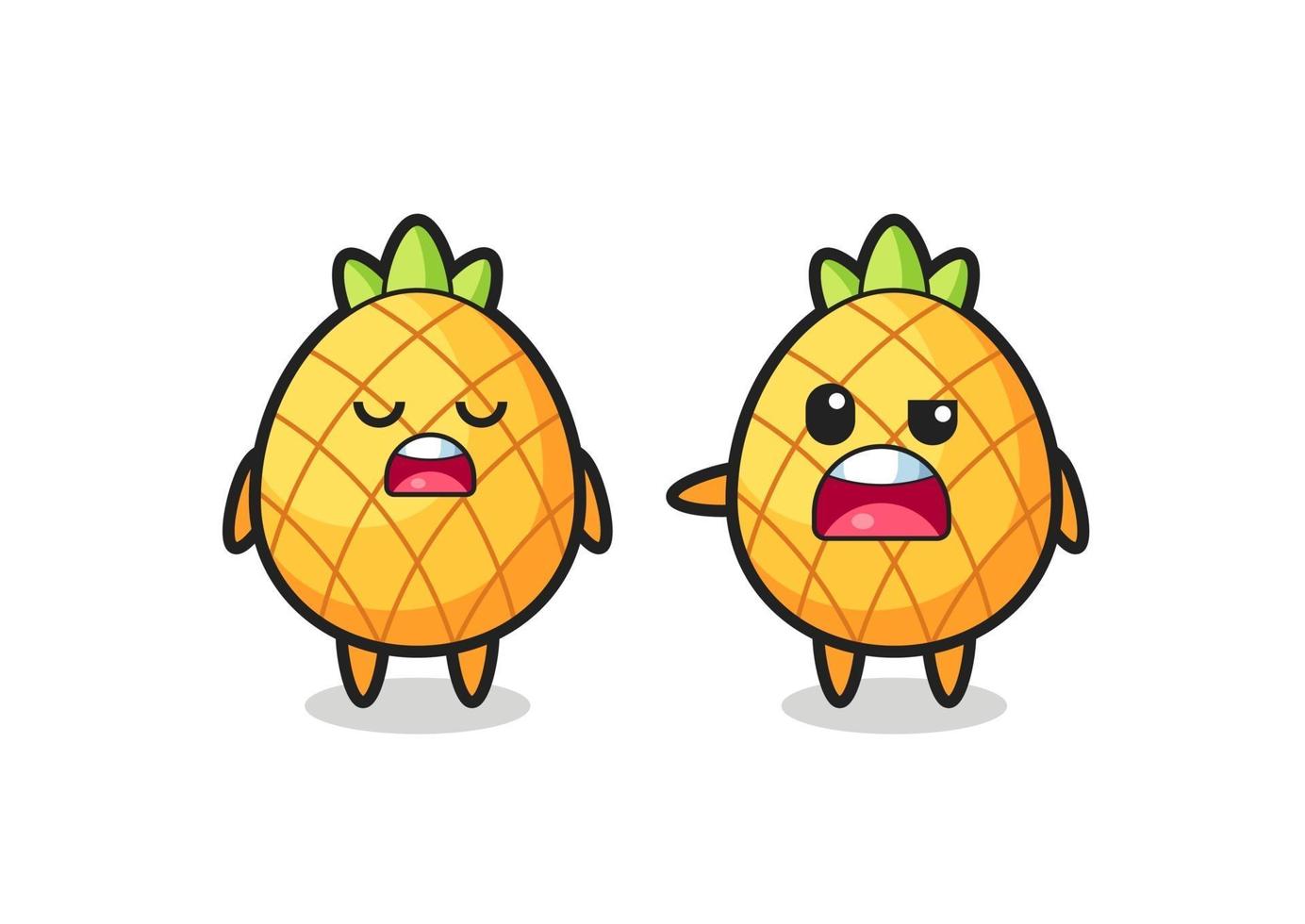 illustration of the argument between two cute pineapple characters vector