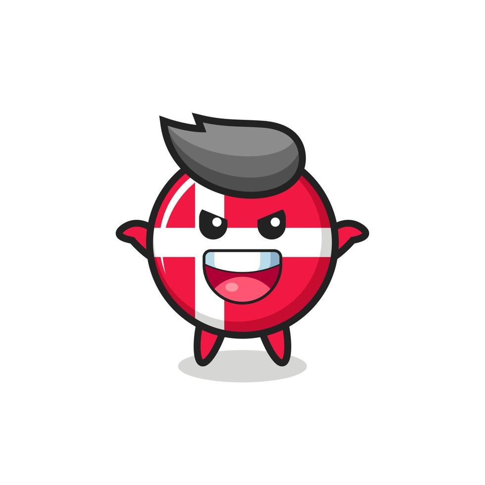 the illustration of cute denmark flag badge doing scary gesture vector