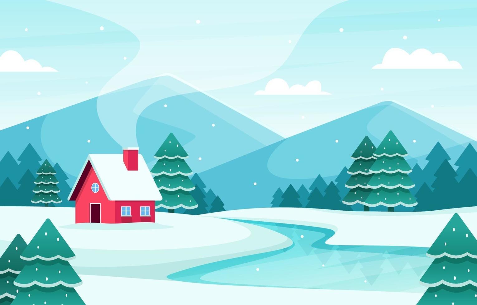 Scenery of Winter Landscape vector