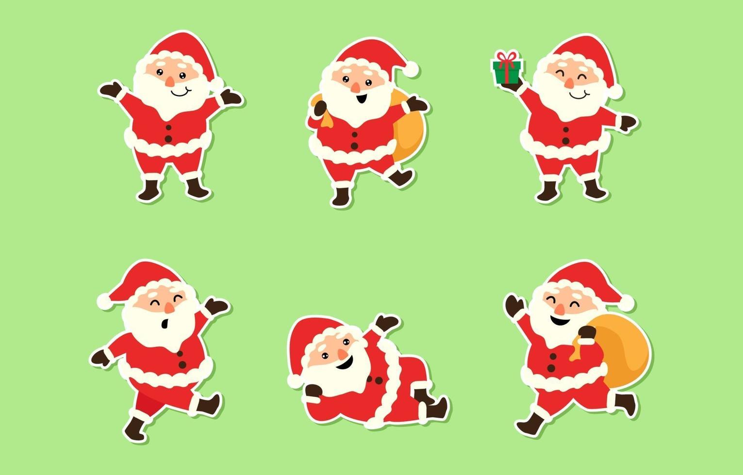 lindo, feliz, santa, conjunto vector