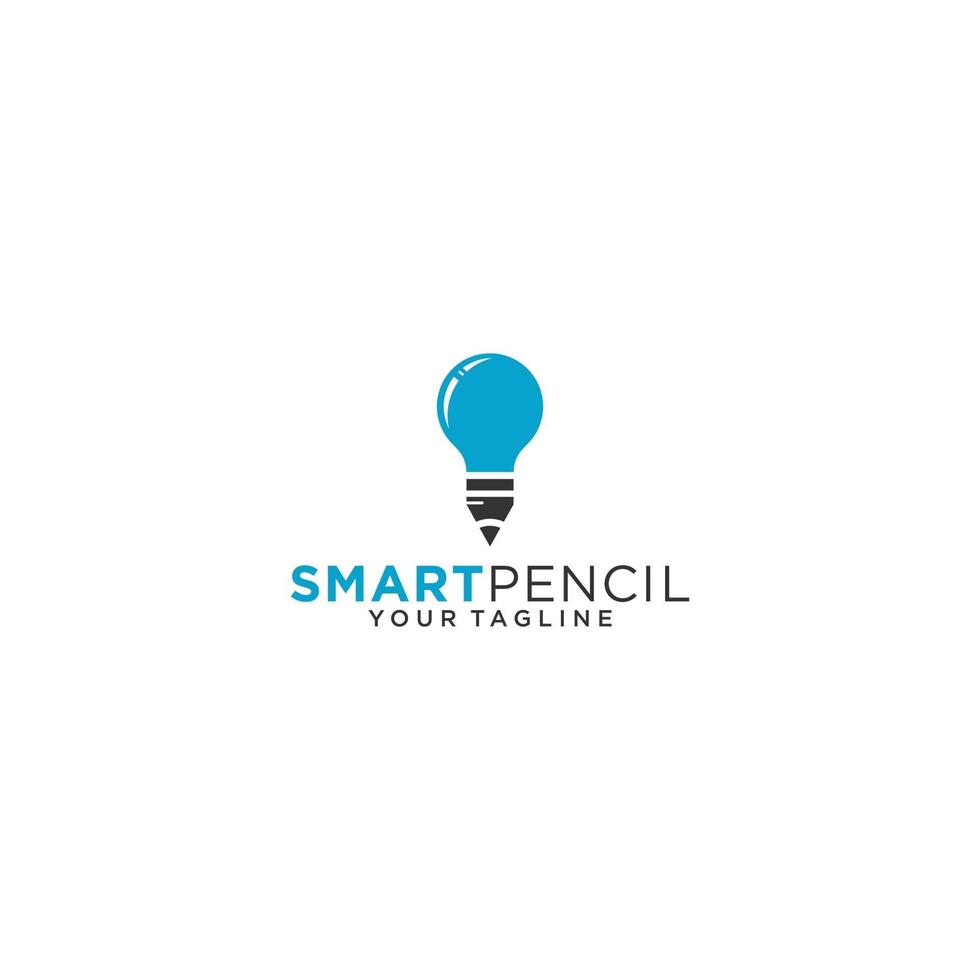 smart pencil logo template in white background vector