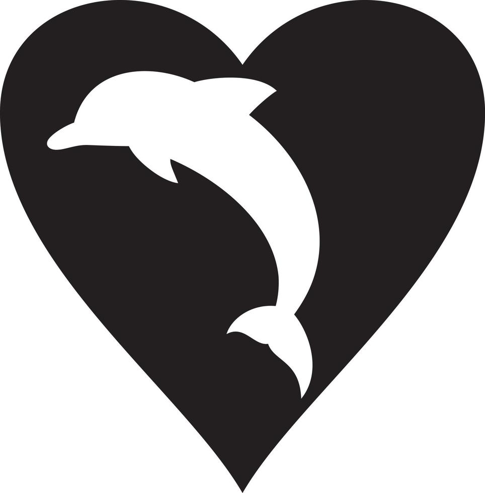 Dolphin and Heart vector