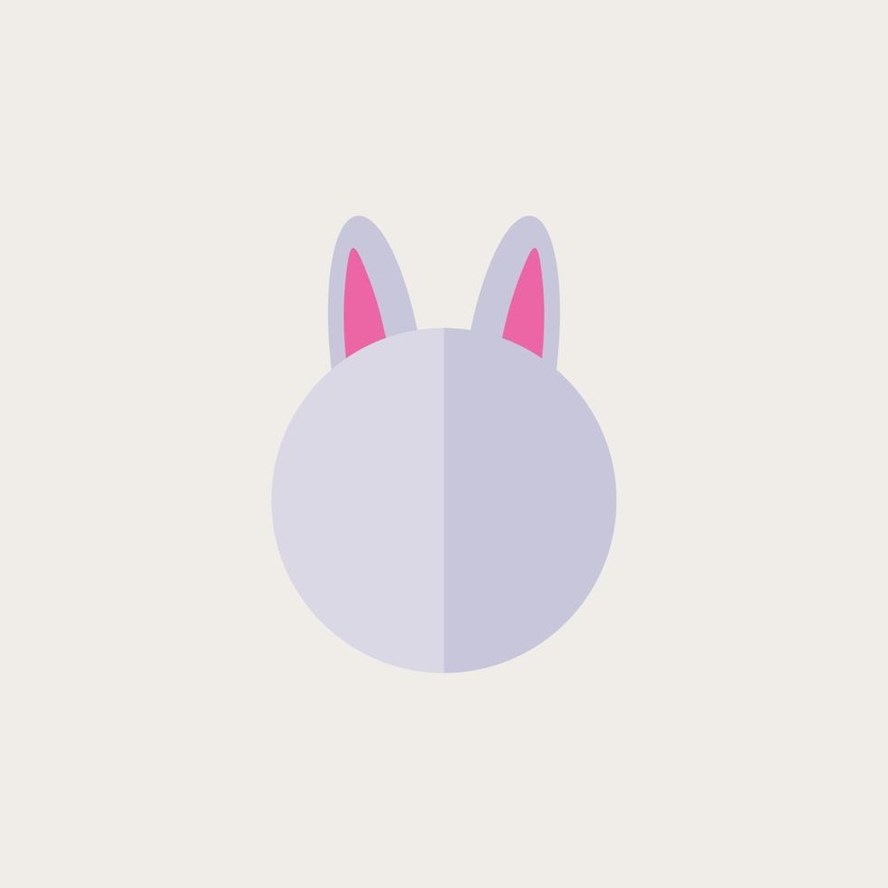 Lindo personaje de cabeza de conejo, Ilustración de vector de diseño plano.
