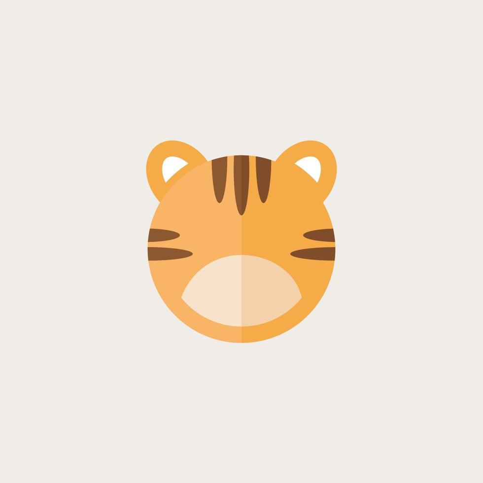Cute tigers head. Funny doodle animals. Vector illustration