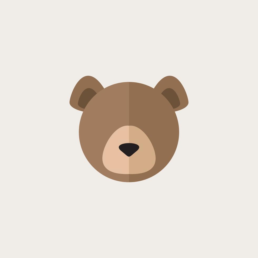 Cute bear head. Flat design vector illustration