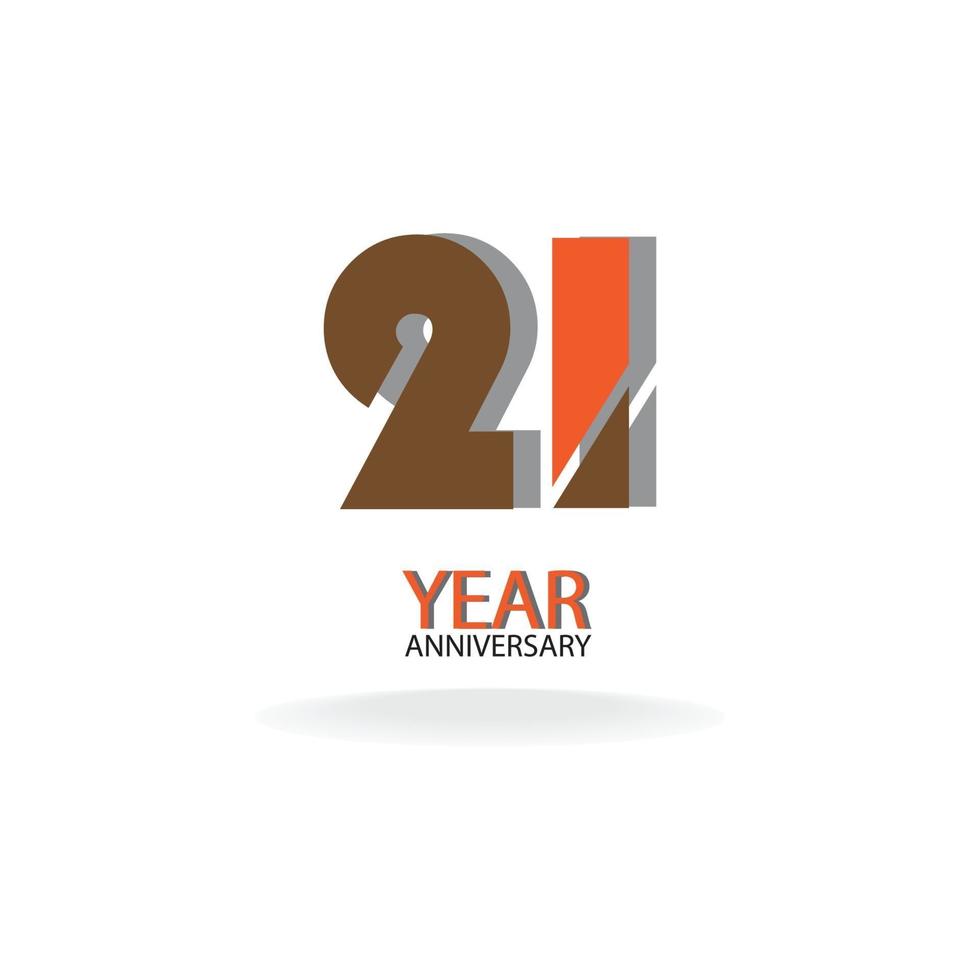 21 th anniversary event party. Vector illustration. numbers template for Celebrating.