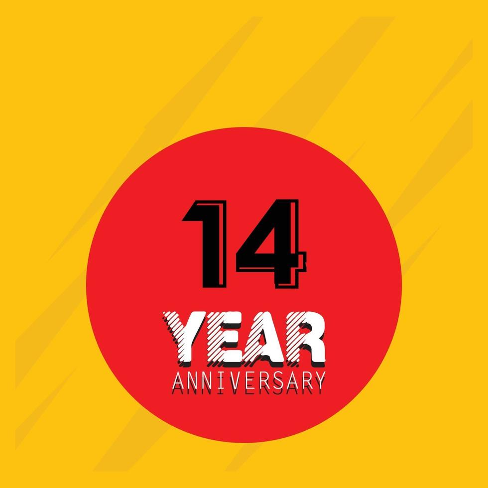 14th anniversary event party. Vector illustration. numbers template for Celebrating.