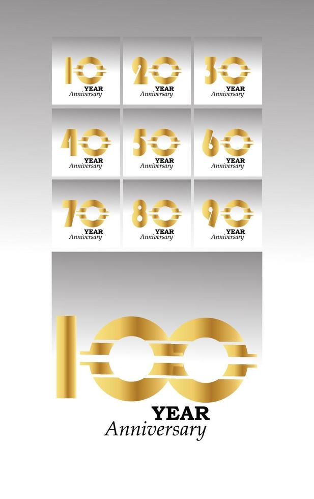 Year Anniversary Set Elegant Vector Template Design Illustration