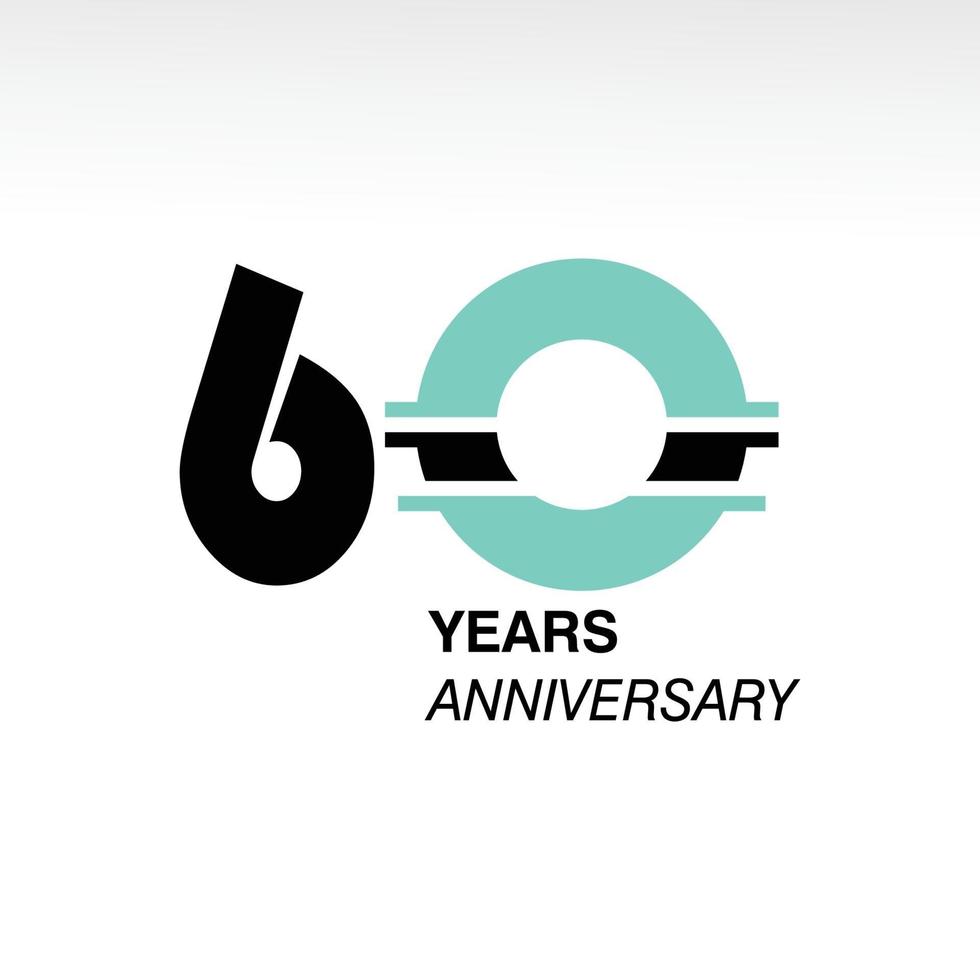 60 Year Anniversary Elegant Vector Template Design Illustration