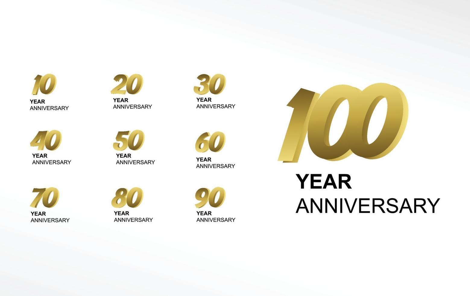 Year Anniversary Set Elegant Vector Template Design Illustration