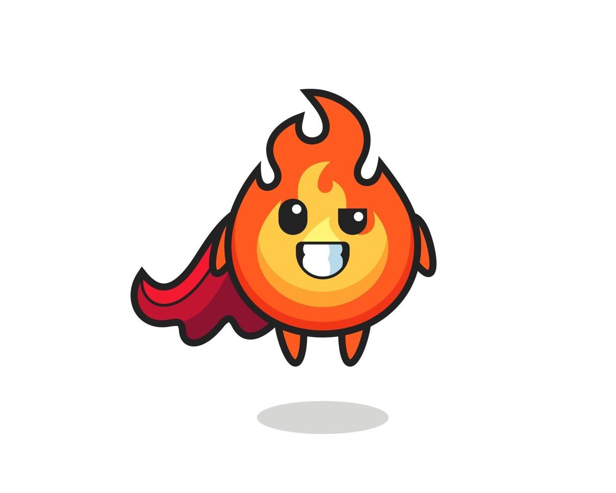 el lindo personaje de fuego como un superhéroe volador vector