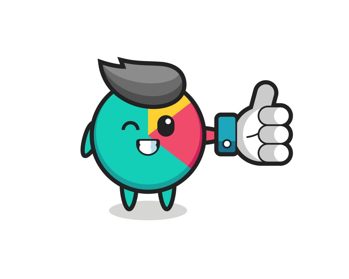 cute chart with social media thumbs up symbol vector