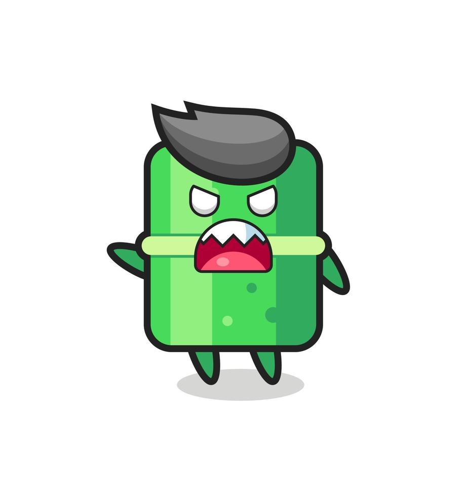 cute bamboo cartoon in a very angry pose vector