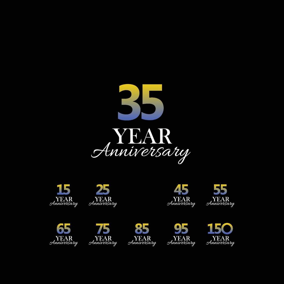 Year Anniversary Set Elegant Vector Template Design Illustration